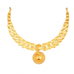 Contemrorary 22K Gold Necklace Earrings Set